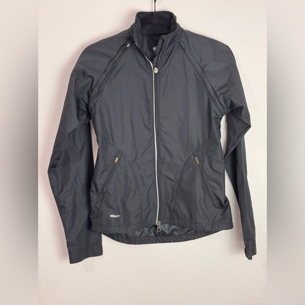 NIKE FIT CONVERTIBLE ATHLETIC WINDBREAKER JACKET BLACK XS #79